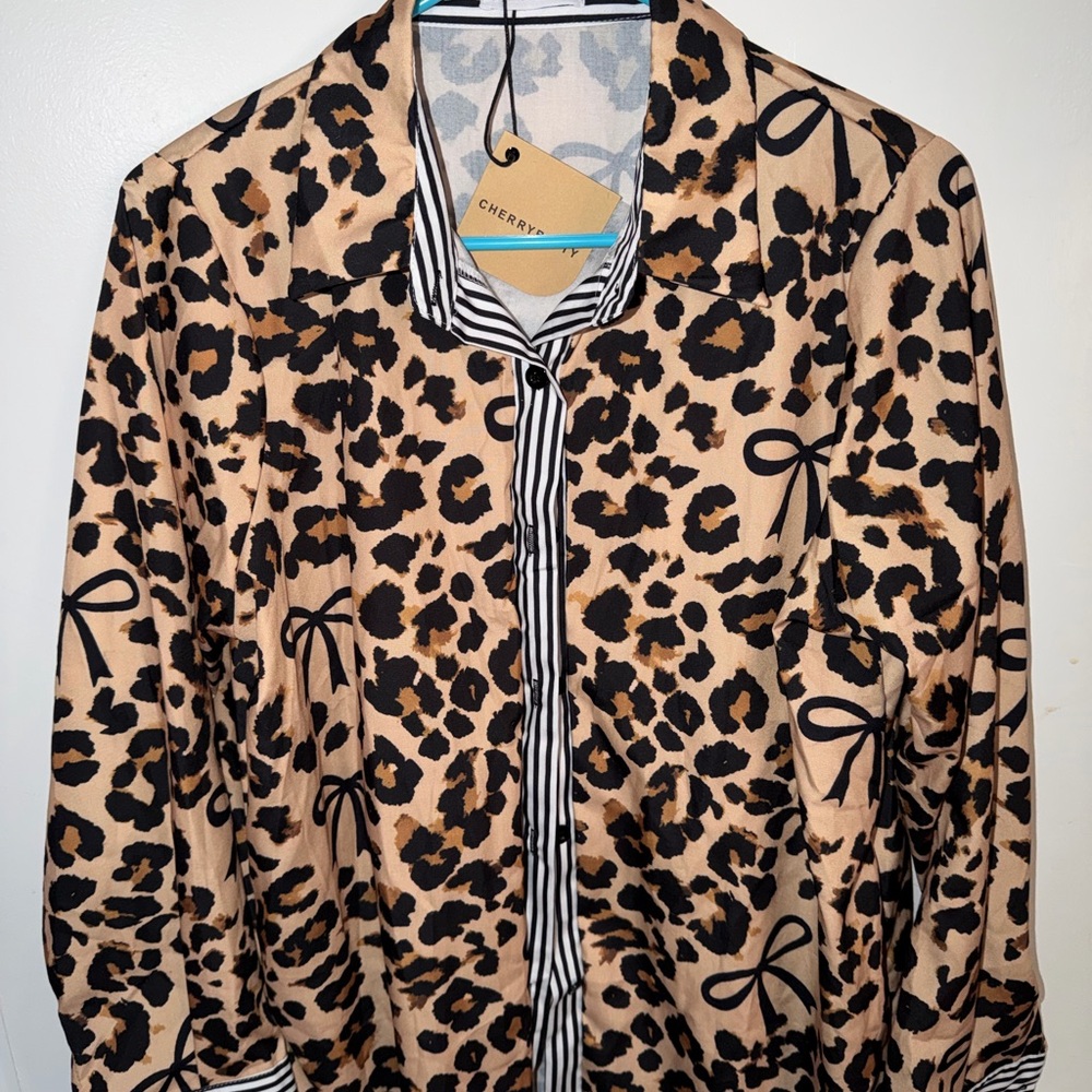 Leopard Print Button-Up Shirt